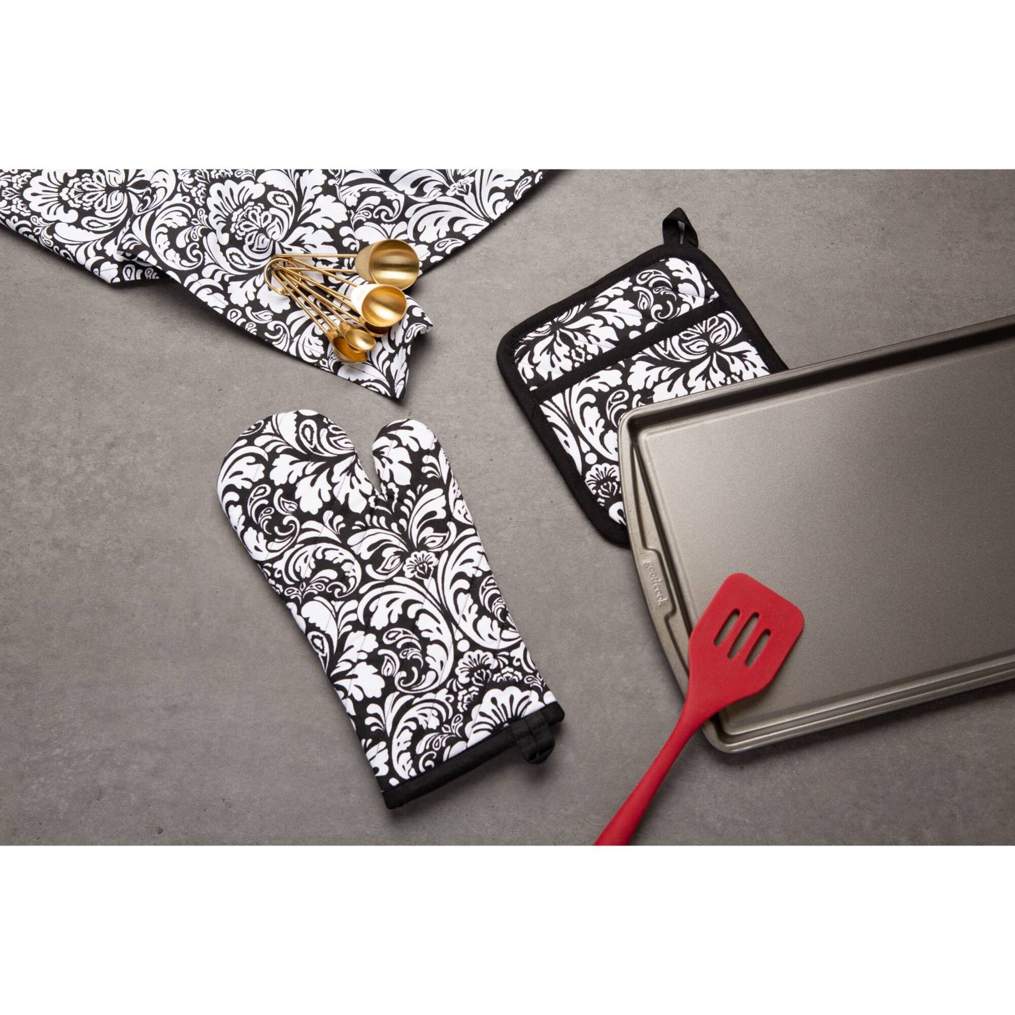 DII® Black Damask Dishtowel, 2ct.